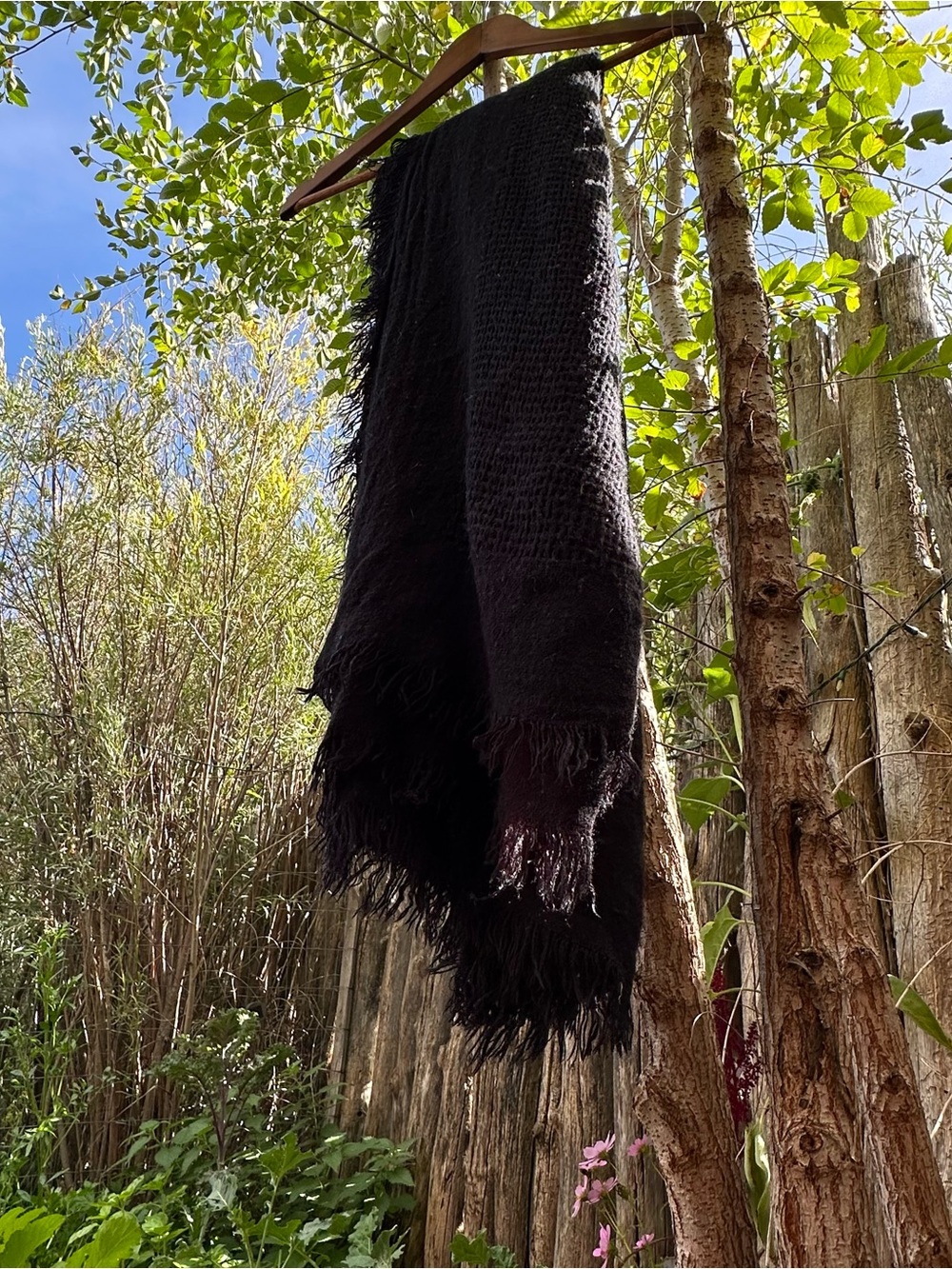 Black Fringe Knit Scarf